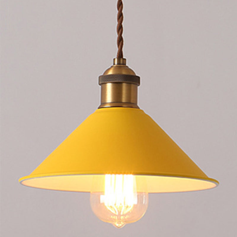 Cone Pendant Light Fixture Macaron Iron Hanging Pendant Lights for Restaurant