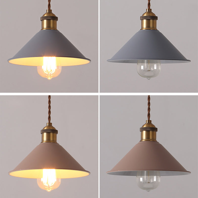 Cone Pendant Light Fixture Macaron Iron Hanging Pendant Lights for Restaurant