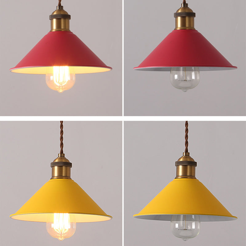 Cone Pendant Light Fixture Macaron Iron Hanging Pendant Lights for Restaurant