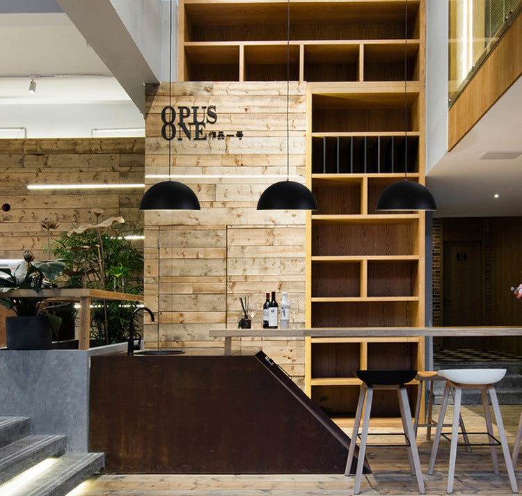 1 Light Semicircle Hanging Ceiling Lights Contemporary Aluminum Suspension Pendant Light for Restaurant