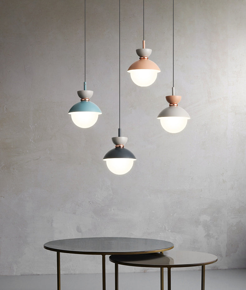 1 Light Dome Posting Iluminación de estilo nórdico de accesorios de iluminación colgante de hierro para restaurante