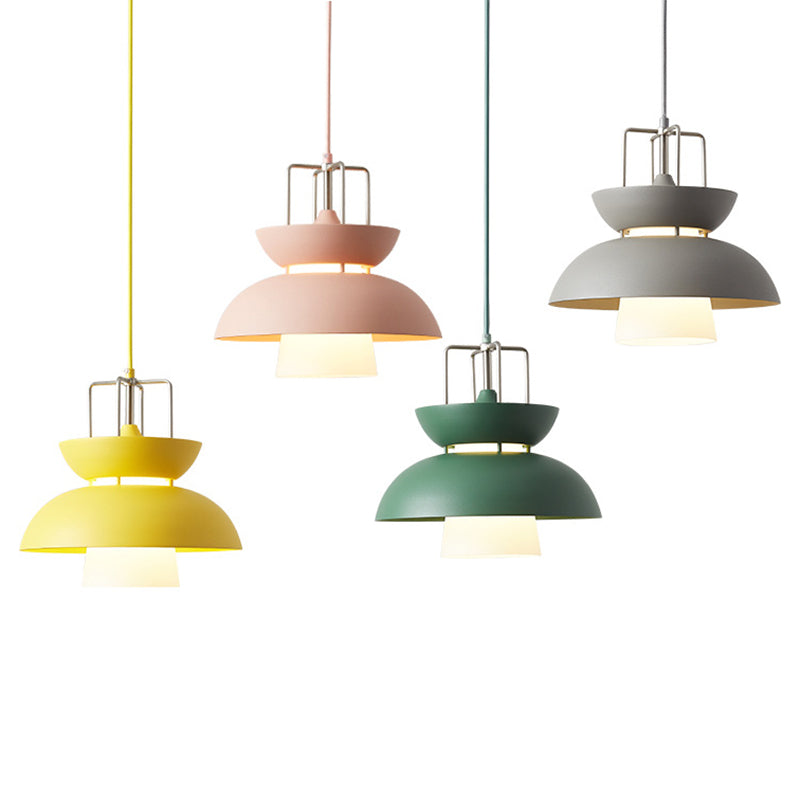 1 lichte kom licht hangers macaron aluminium hanglampen met hangende koord voor restaurant