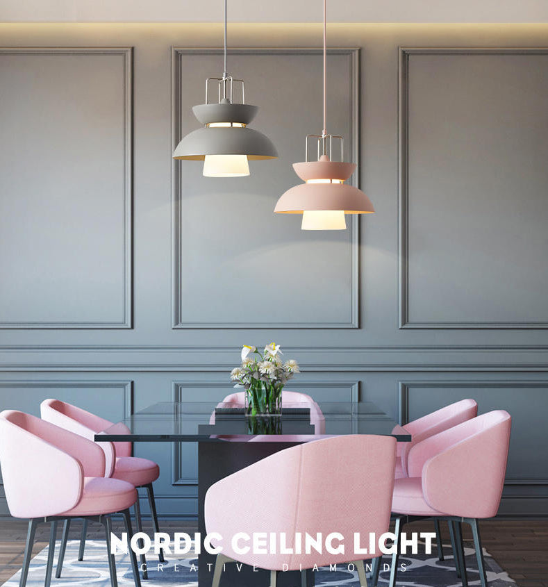 1 lichte kom licht hangers macaron aluminium hanglampen met hangende koord voor restaurant