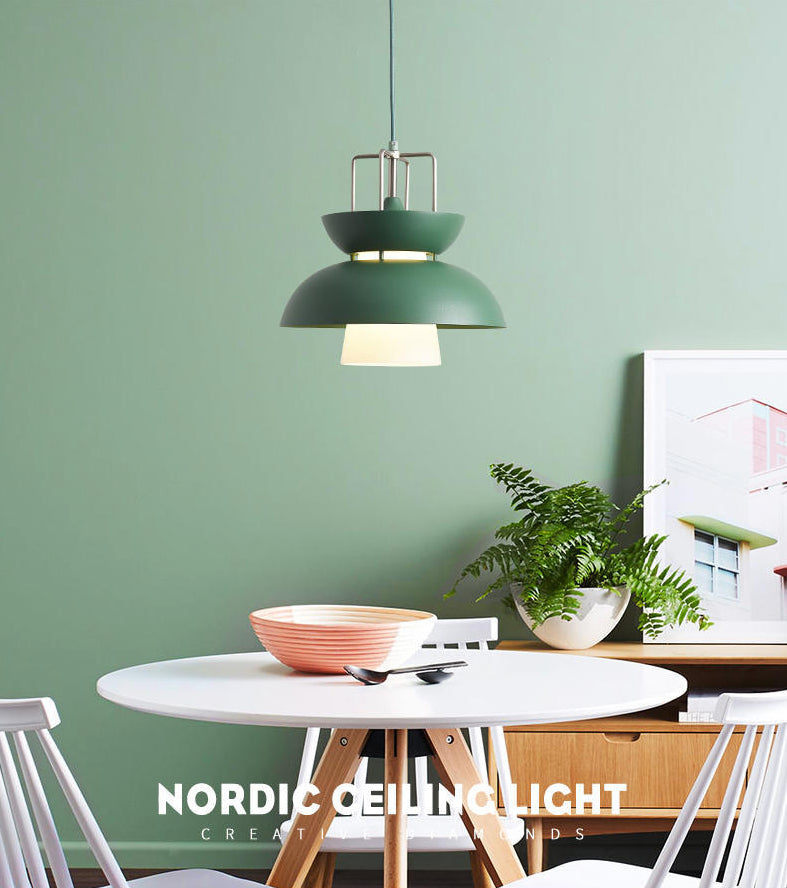 1 lichte kom licht hangers macaron aluminium hanglampen met hangende koord voor restaurant