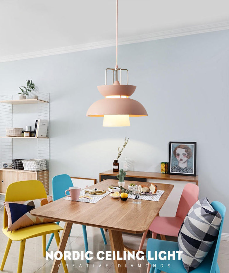 1 lichte kom licht hangers macaron aluminium hanglampen met hangende koord voor restaurant