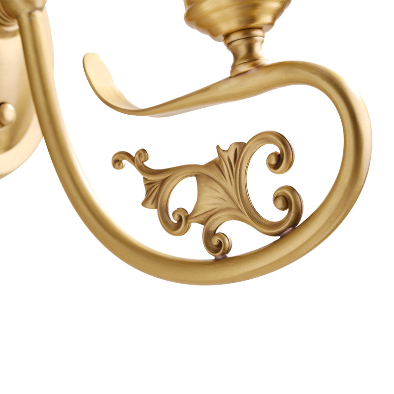 Laiton 1 murs de tête Éclairage colonial en verre blanc en verre conique Mur moulé pour le salon