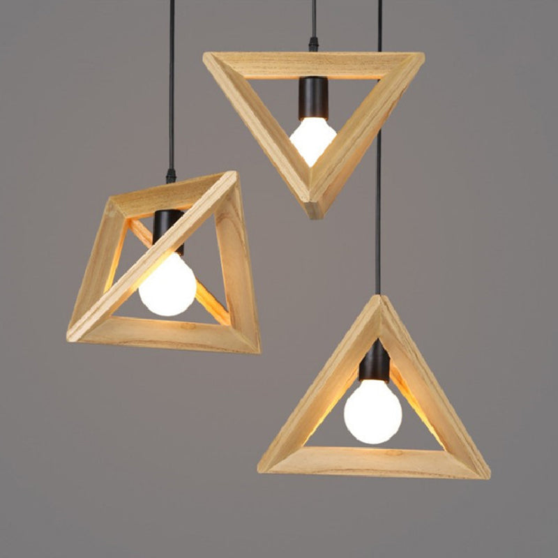 Houten driehoek hangend plafondlicht leugens in de noordse stijl hanglampverlichting in hout in hout