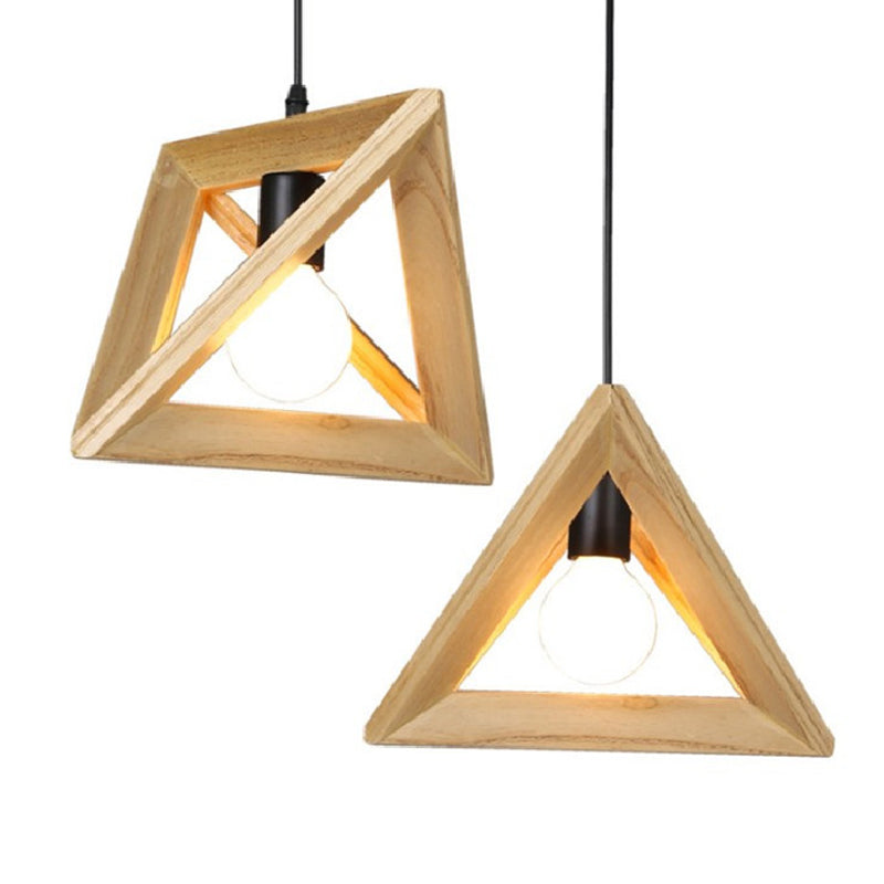 Houten driehoek hangend plafondlicht leugens in de noordse stijl hanglampverlichting in hout in hout