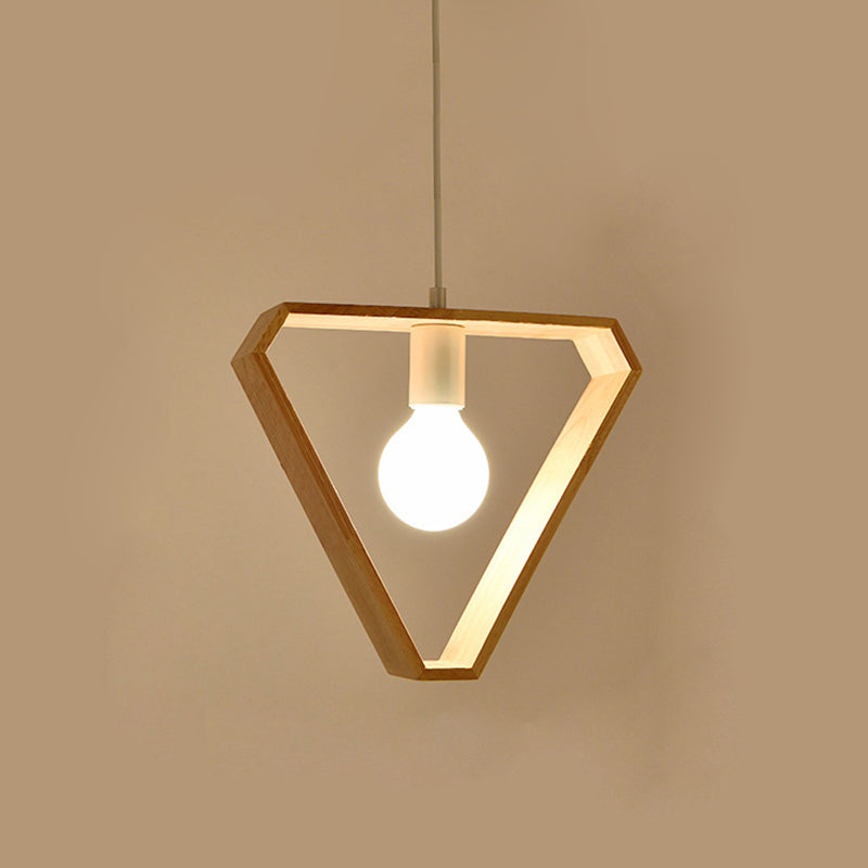 Geometric Pendant Lighting Fixture Modern Wooden Hanging Ceiling Light for Dinning Room