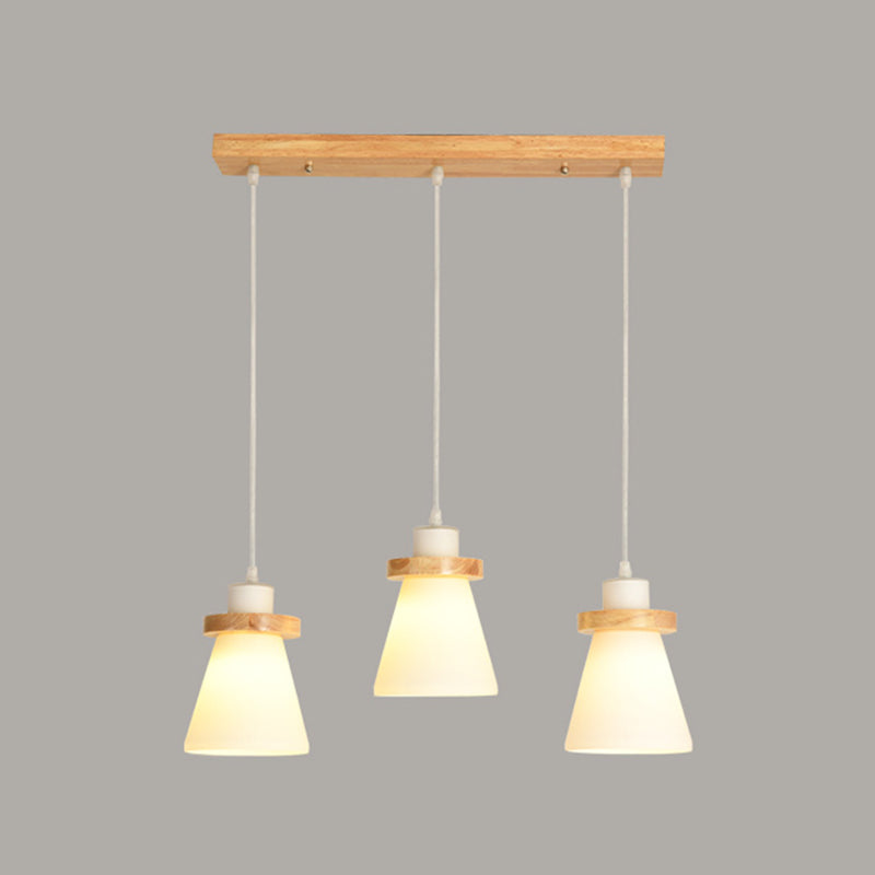 Cone Suspension Pendant Light Modern Wooden Dinning Room Pendant Light Kit in Wood