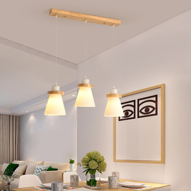 Cone Suspension Pendant Light Modern Wooden Dinning Room Pendant Light Kit in Wood