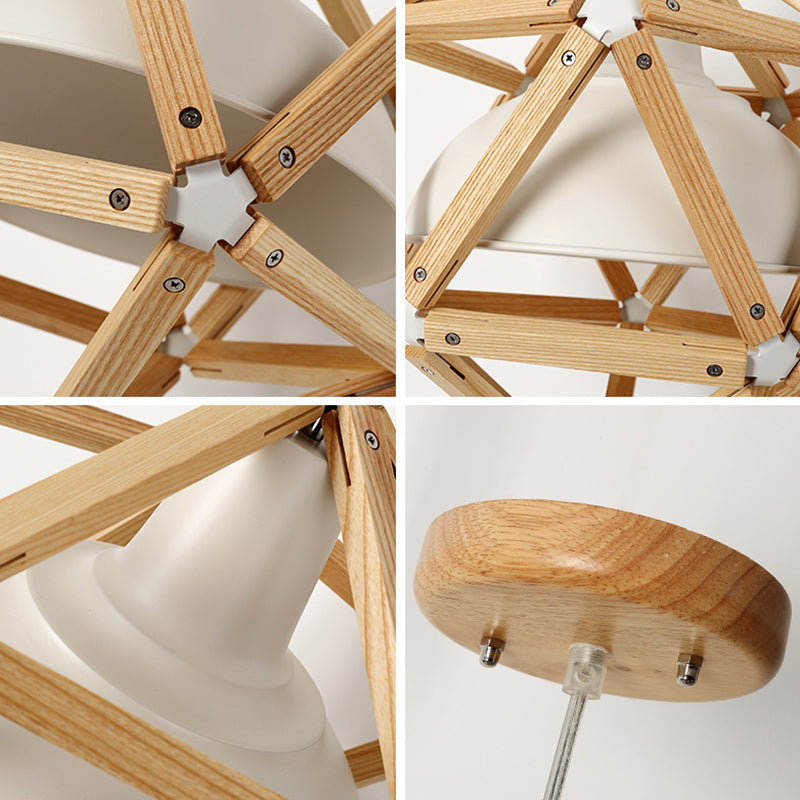 Gearceerde houten suspensie hanglamp moderne stijl houten hanglampverlichting armatuur