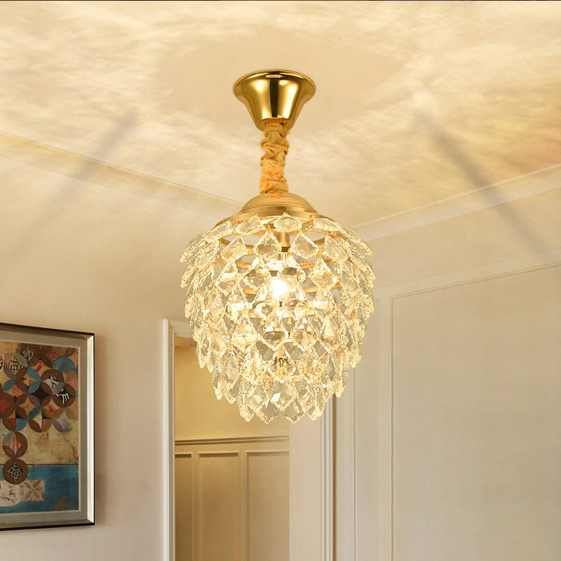 Gold Pipecone Colgante Contemporáneo 1 Lámpara de techo colgante de cristal para el comedor