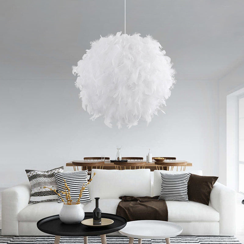Lampada a sospensione in stile Nordic Kit White sfera lampada a sospensione a soffitto con tonalità di piuma