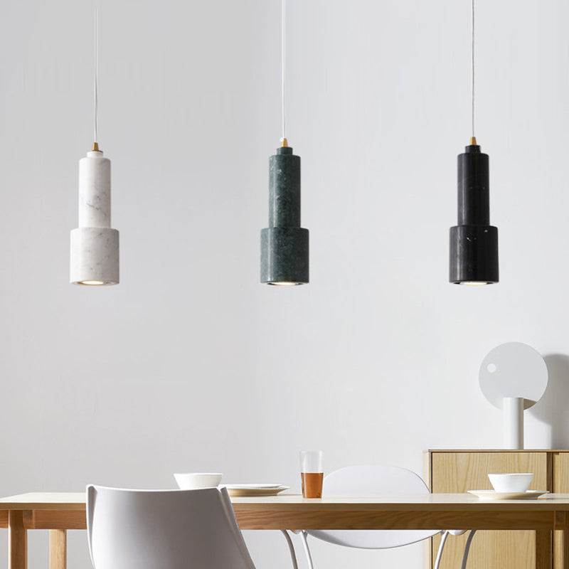 Cylinder Dinning Room Pendant Lighting Fixture Stone Nordic Style Hanging Light Fixture