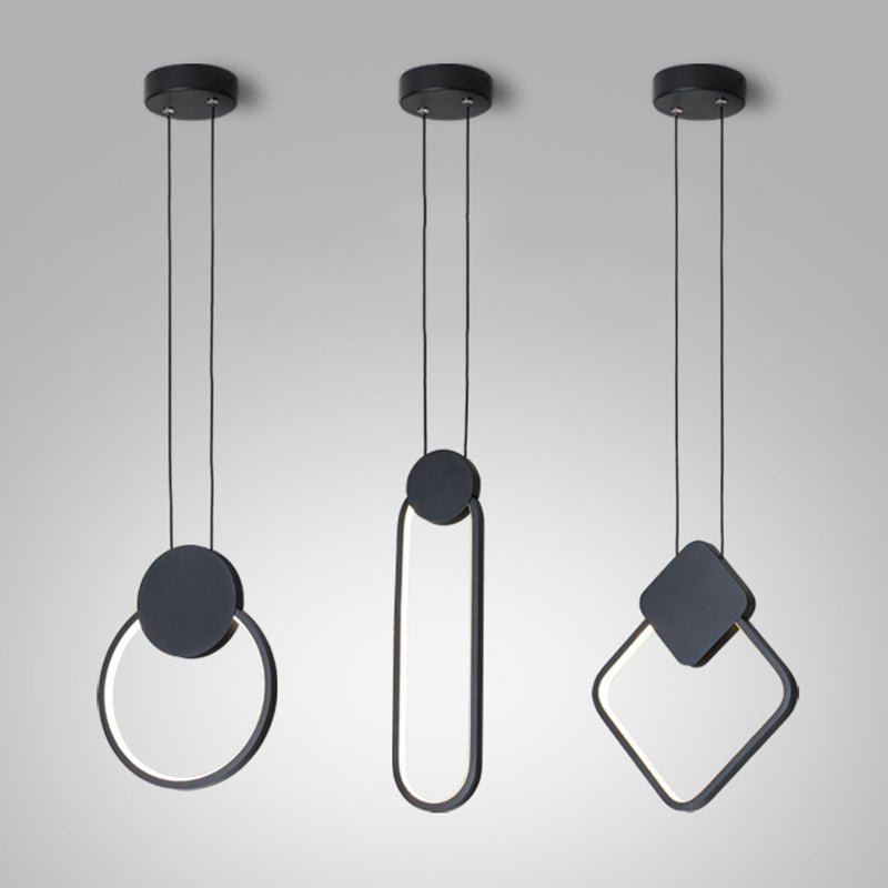 Minimalismus -LED -Pendellichtkit Black Geometrisches hängendes Lichtkit mit Metallschatten