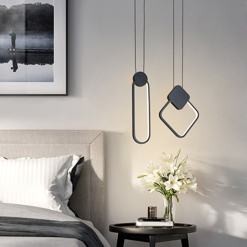 Minimalismus -LED -Pendellichtkit Black Geometrisches hängendes Lichtkit mit Metallschatten