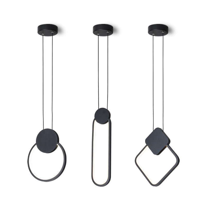 Minimalismus -LED -Pendellichtkit Black Geometrisches hängendes Lichtkit mit Metallschatten