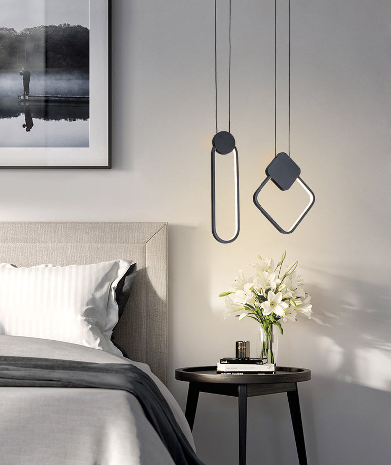Minimalismus -LED -Pendellichtkit Black Geometrisches hängendes Lichtkit mit Metallschatten