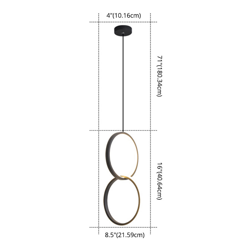 Minimalistische LED -Aufhängungshängung Anhänger Lichtkreis Hängende Leuchte mit Metallschatten