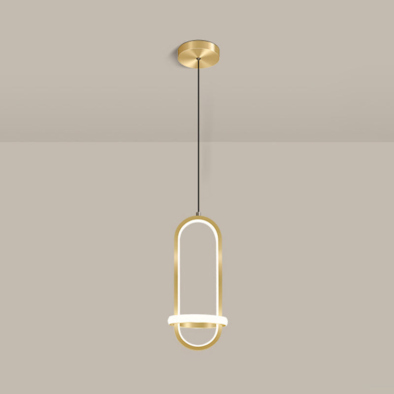 Simplicity Style Geometric Ceiling Pendant Light Metal LED Bedroom Pendant Light Kit