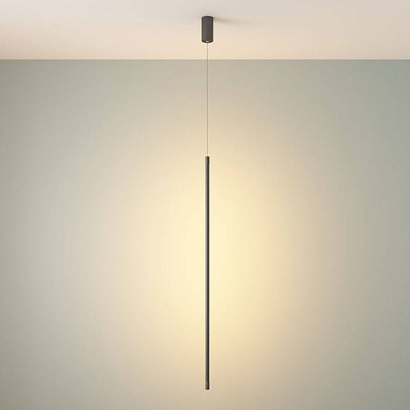 Black Linear Pendant Ceiling Light Modern Style LED Metal Suspended Lighting Fixture
