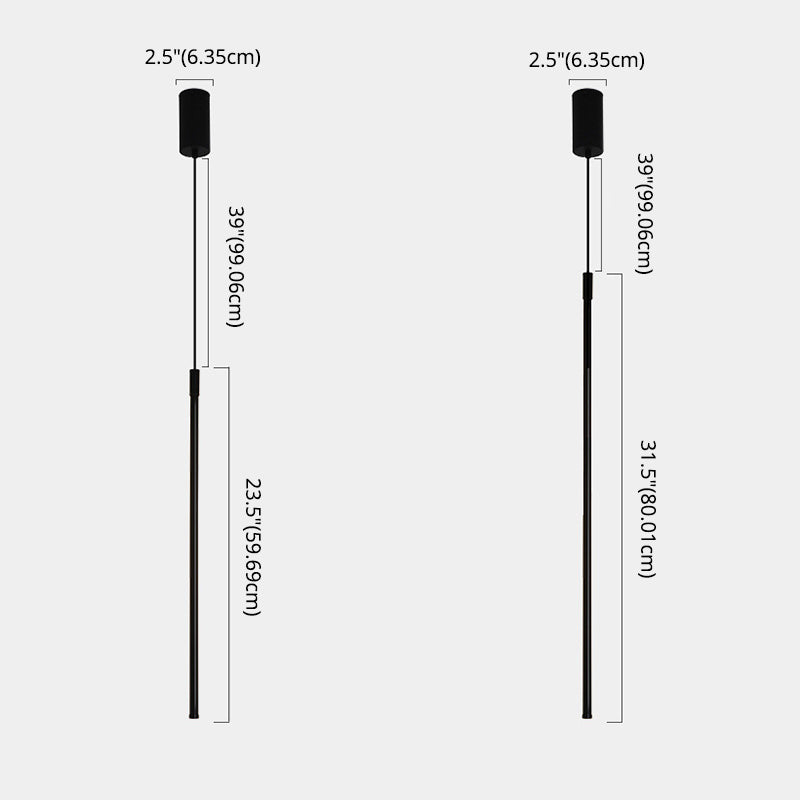 Black Linear Pendant Ceiling Light Modern Style LED Metal Suspended Lighting Fixture