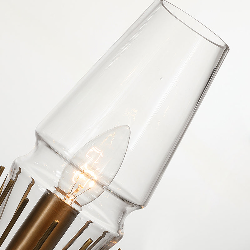 Heldere glazen messing wand sconce kegel 1/2-licht kolonialisme wandlicht voor woonkamer