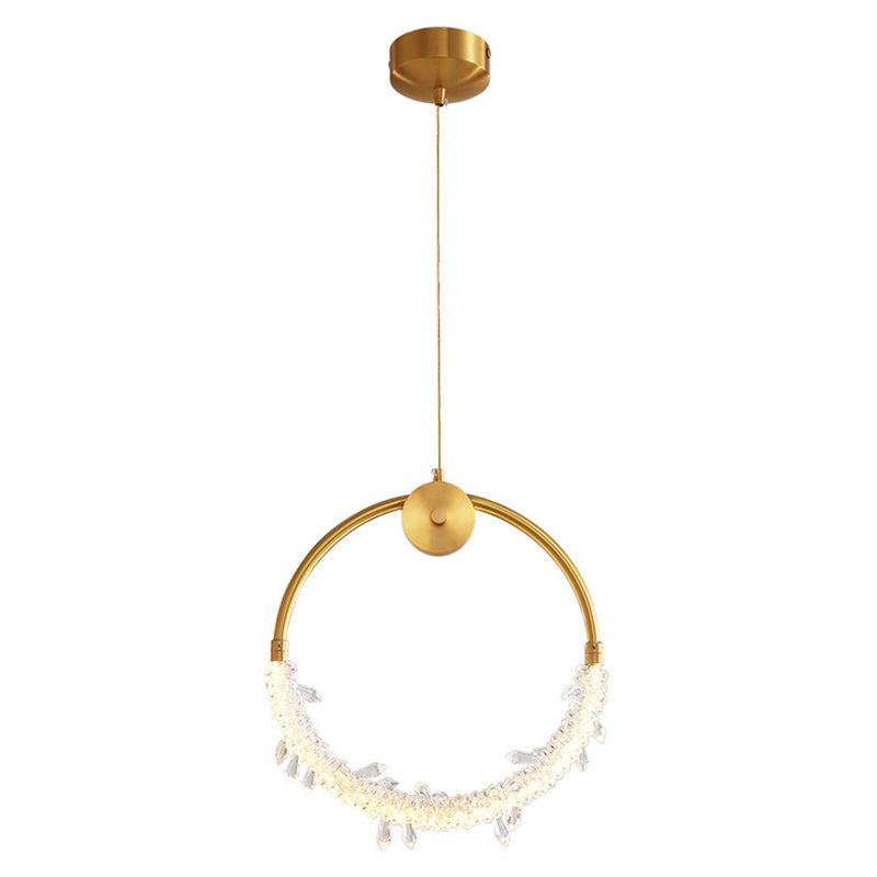Circle Hanging Light Fixture Minimalist Style Metal LED Gold Pendant Ceiling Light