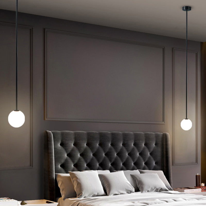 Minimalism Pendant Lighting Fixture Black Globe Hanging Pendant Light with Glass Shade