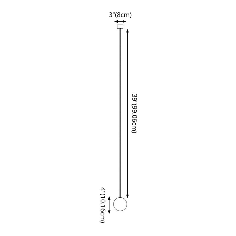 Minimalism Pendant Lighting Fixture Black Globe Hanging Pendant Light with Glass Shade