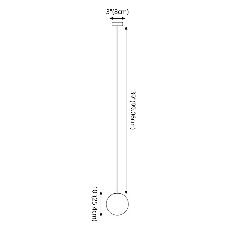 Minimalism Pendant Lighting Fixture Black Globe Hanging Pendant Light with Glass Shade