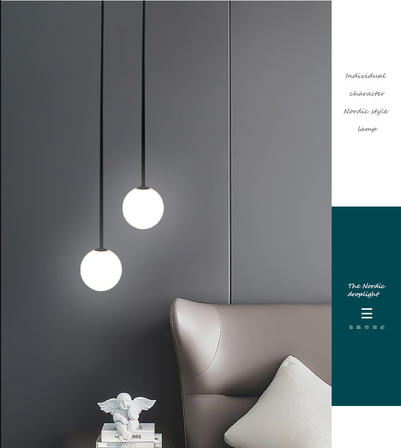 Minimalism Pendant Lighting Fixture Black Globe Hanging Pendant Light with Glass Shade