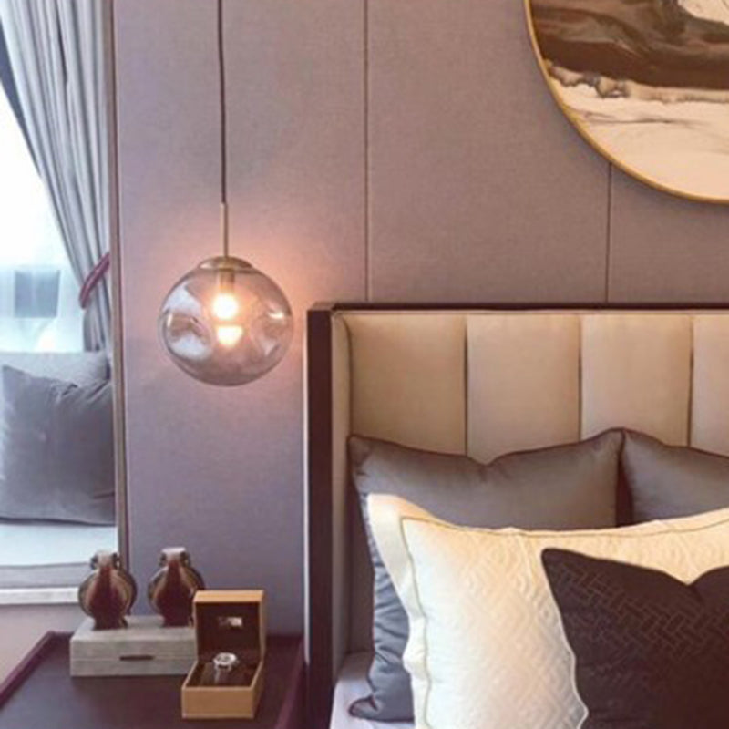 Glass Spherical Ceiling Pendant Light Minimalist Style Pendant Lighting Fixture for Bedroom