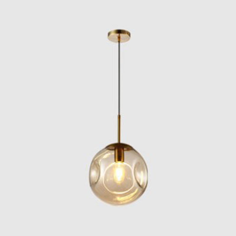 Glass Spherical Ceiling Pendant Light Minimalist Style Pendant Lighting Fixture for Bedroom