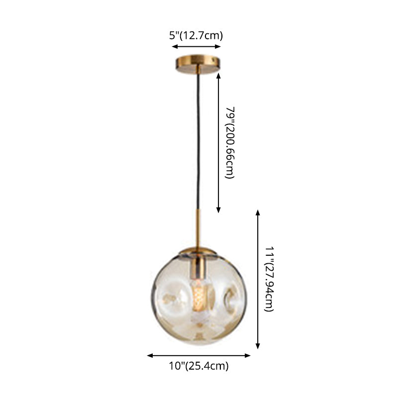 Glass Spherical Ceiling Pendant Light Minimalist Style Pendant Lighting Fixture for Bedroom