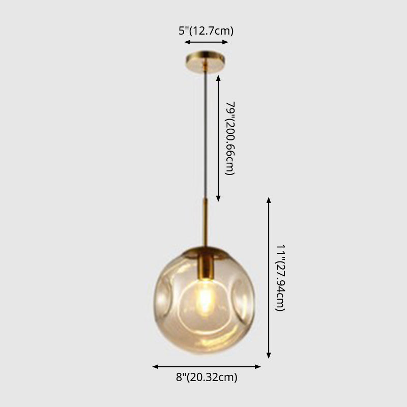Glass Spherical Ceiling Pendant Light Minimalist Style Pendant Lighting Fixture for Bedroom