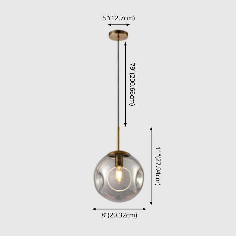 Glass Spherical Ceiling Pendant Light Minimalist Style Pendant Lighting Fixture for Bedroom