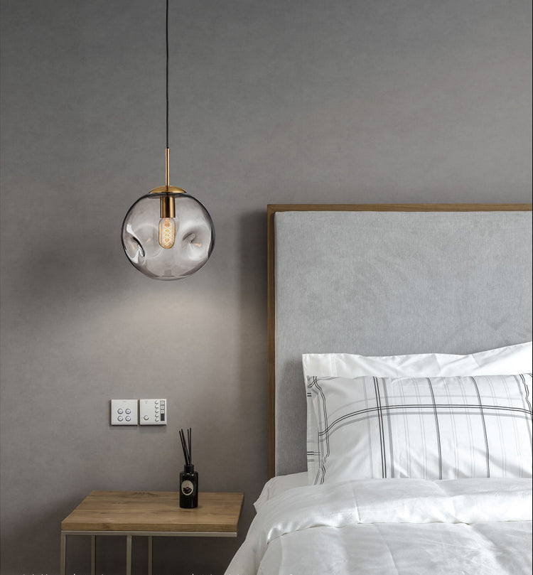 Glass Spherical Ceiling Pendant Light Minimalist Style Pendant Lighting Fixture for Bedroom