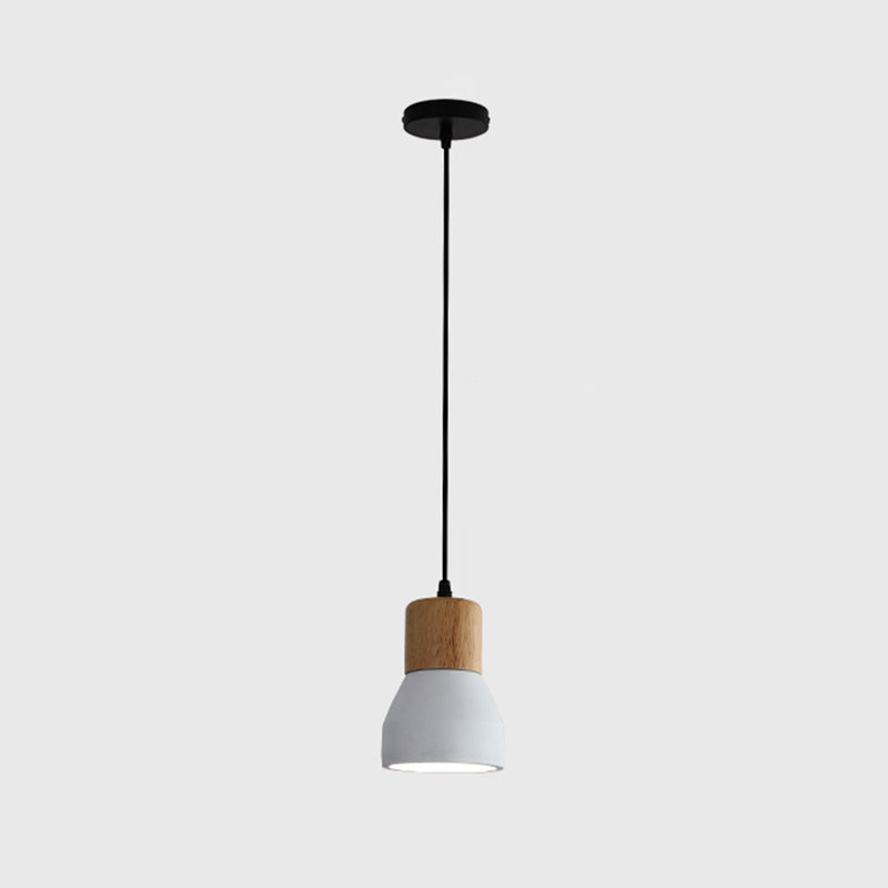 Shaded Suspension Pendant Light Minimalist Style Wooden Hanging Light Fixture for Restaurant