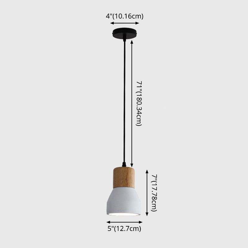 Shaded Suspension Pendant Light Minimalist Style Wooden Hanging Light Fixture for Restaurant