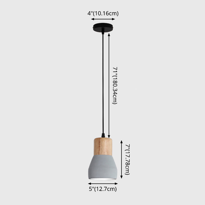 Shaded Suspension Pendant Light Minimalist Style Wooden Hanging Light Fixture for Restaurant