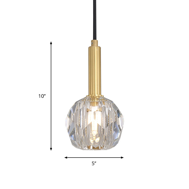 Liping a sfera di cristallo chiaro semplice per sala da pranzo a 1 luci kit lampada sospesa in oro