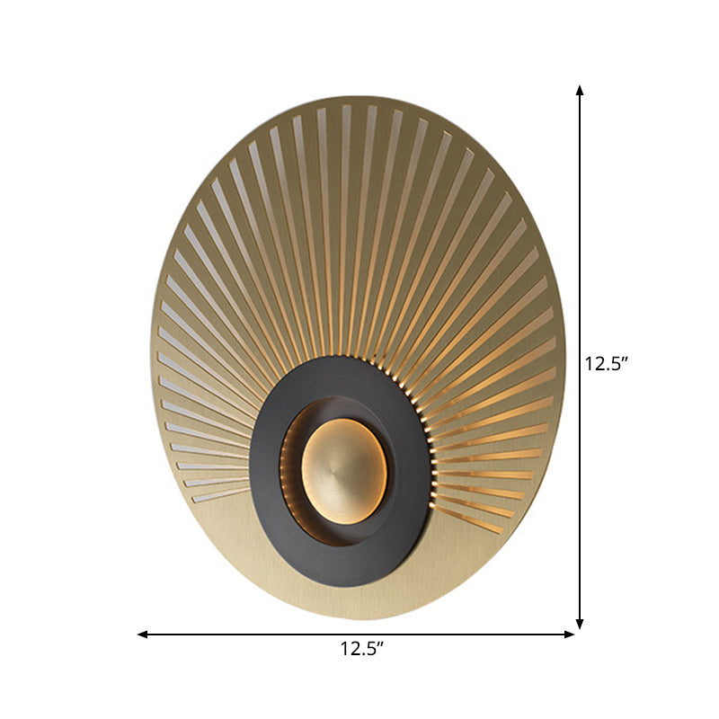 LED Metal Flush Wall Sconce Colonialist Brass Circular Porch Wall Mount Light Fixture