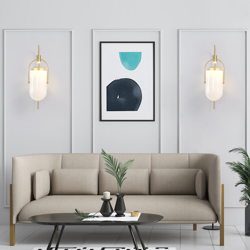 1 Bulb Gooseneck Wall Mounted Lamp Modern Gold Finish Metallic Sconce Light Fixture