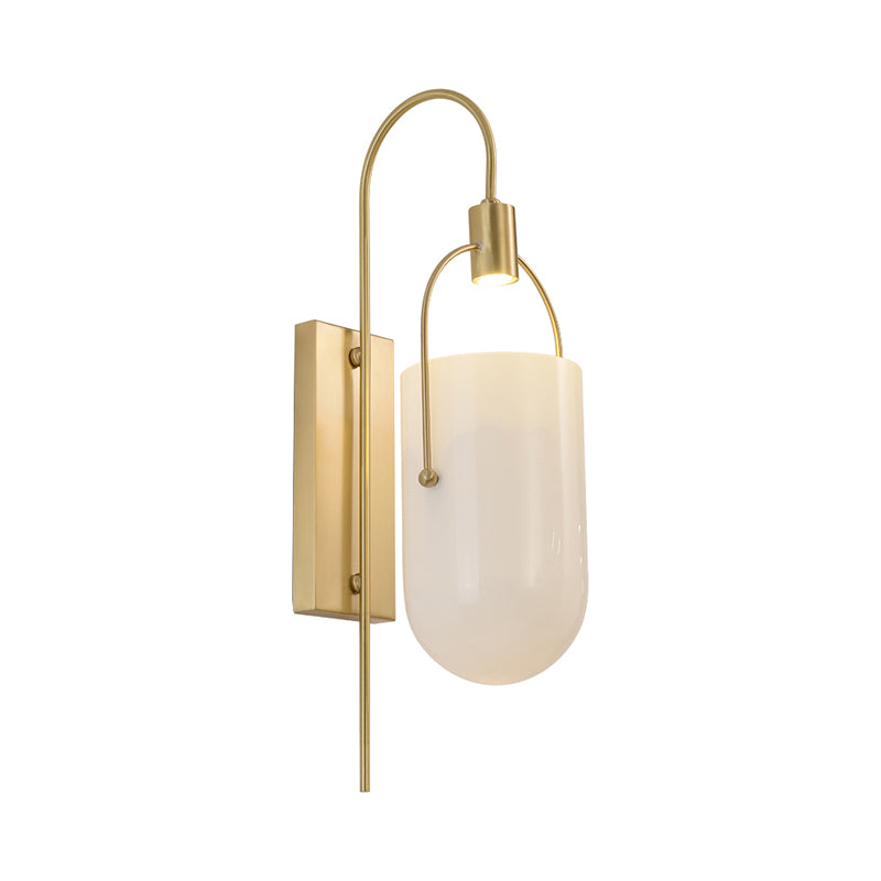 1 Bulb Gooseneck Wall Mounted Lamp Modern Gold Finish Metallic Sconce Light Fixture