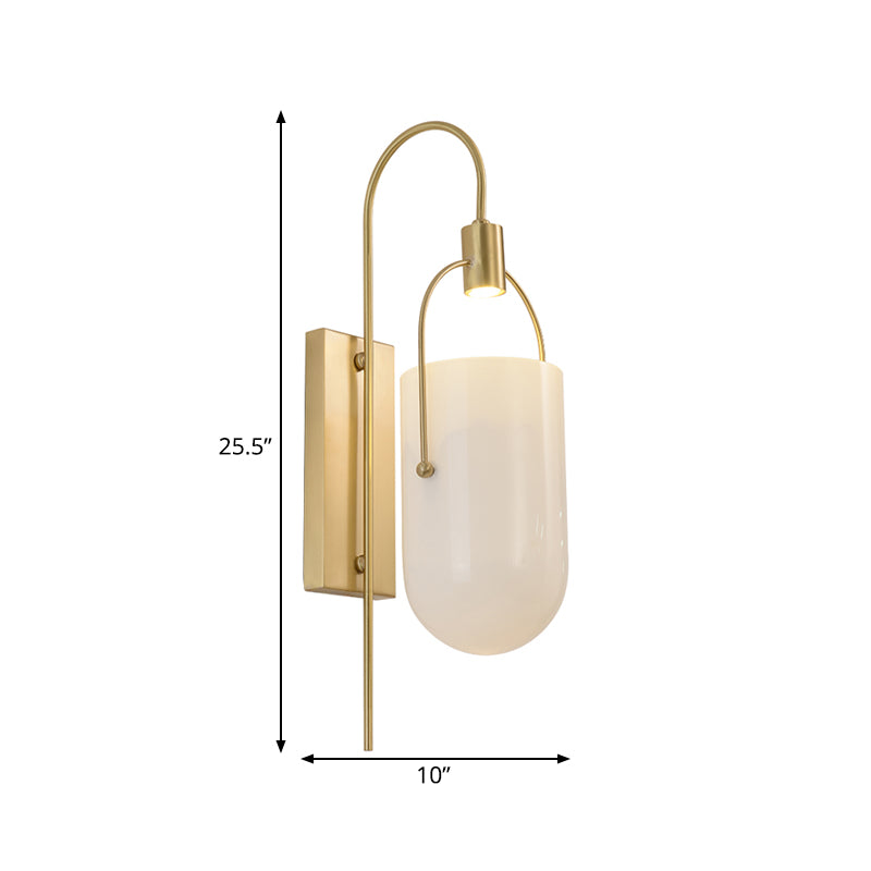 1 Bulb Gooseneck Wall Mounted Lamp Modern Gold Finish Metallic Sconce Light Fixture