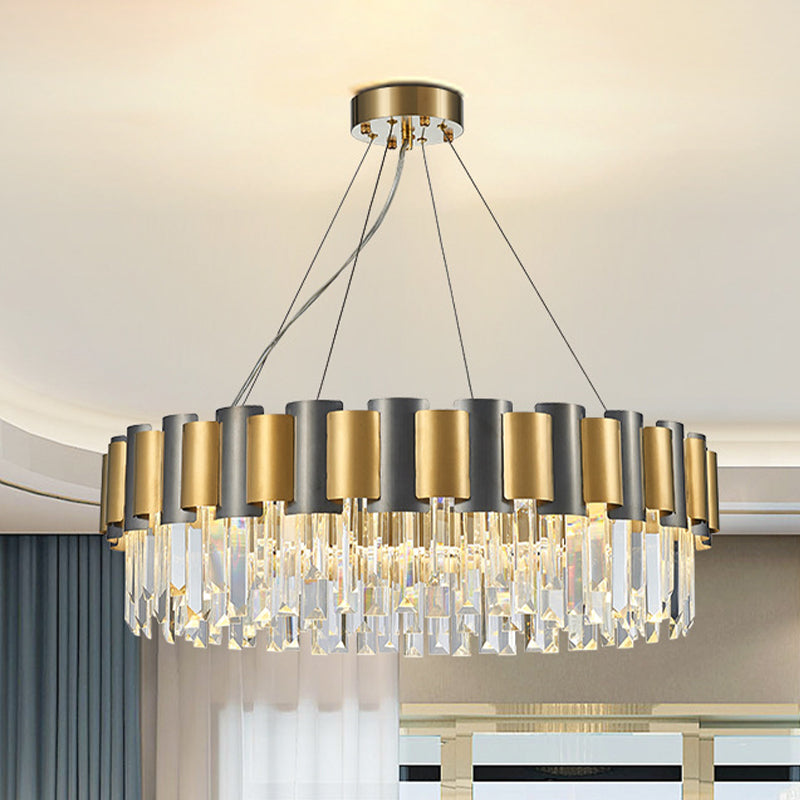 Duidelijke kristal gelaagde ijsbeurt hanglamp Modern 8/12-licht Golden Hanging Chandelier