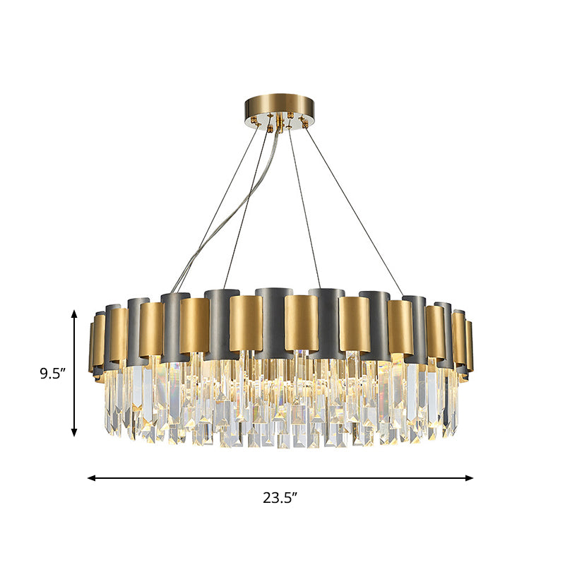 Clear Crystal Tiered Icicle Pendant Lamp Modern 8/12-Light Golden Hanging Chandelier