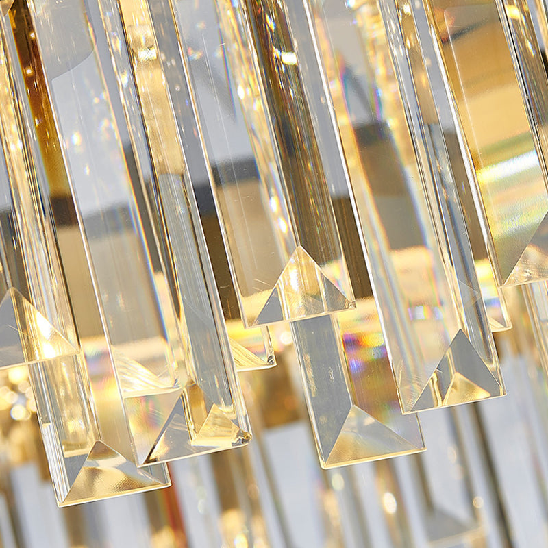 Duidelijke kristal gelaagde ijsbeurt hanglamp Modern 8/12-licht Golden Hanging Chandelier